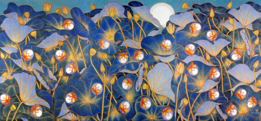 A. Ramachandran | Lotus Pond and Fire Flies | Limited Edition Print