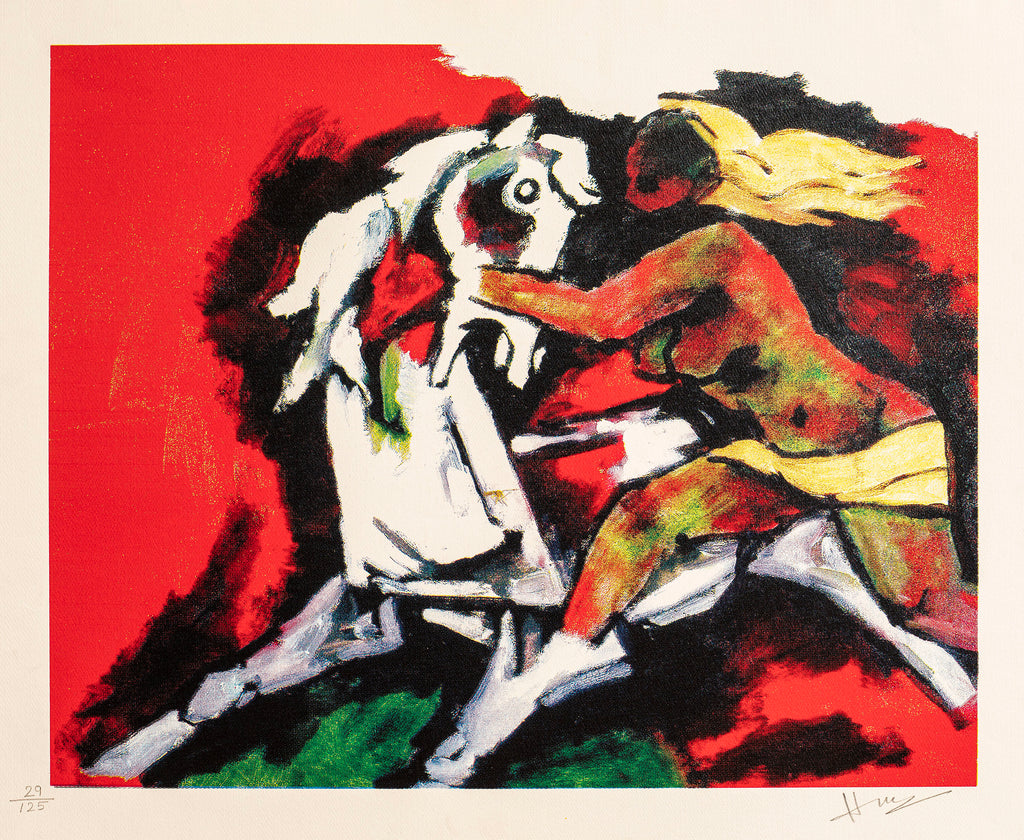 M.F. Husain | Untitled (Horse with Western Lady) | Limited Edition Serigraph